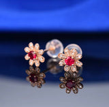 18K Rose Gold 0.30 ct Ruby Earrings with Diamonds