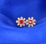 18K Rose Gold 0.30 ct Ruby Earrings with Diamonds