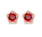18K Rose Gold 2.35 ct Ruby Earrings with Diamonds