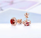 18K Rose Gold 2.35 ct Ruby Earrings with Diamonds