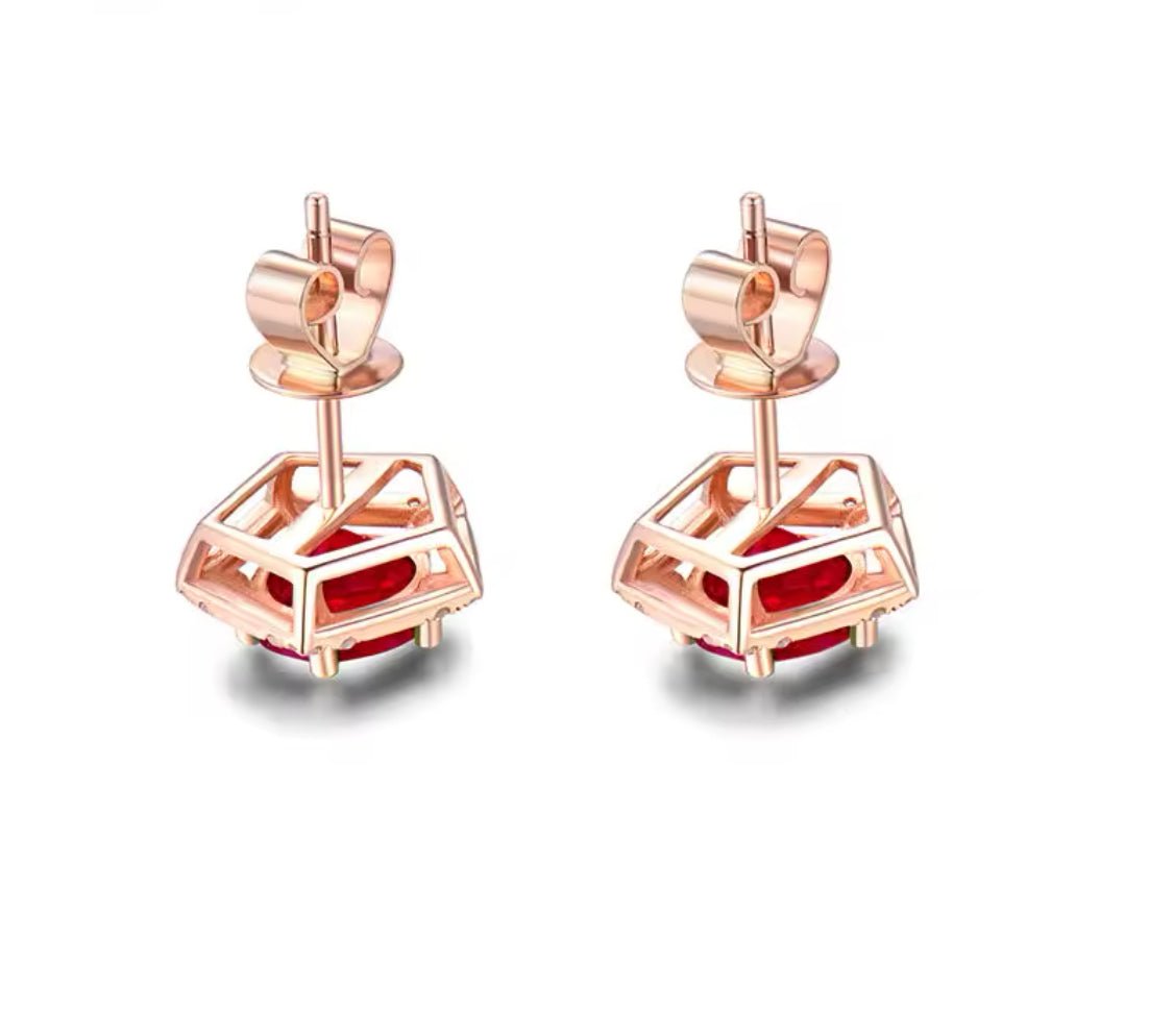 18K Rose Gold 2.35 ct Ruby Earrings with Diamonds