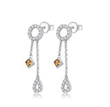 18K White Gold 0.24 ct Yellow Sapphire Earrings with Diamond