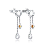 18K White Gold 0.24 ct Yellow Sapphire Earrings with Diamond
