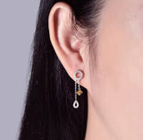 18K White Gold 0.24 ct Yellow Sapphire Earrings with Diamond