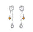 18K White Gold 0.24 ct Yellow Sapphire Earrings with Diamond