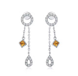 18K White Gold 0.24 ct Yellow Sapphire Earrings with Diamond