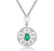 18K White Gold 0.39 ct Emerald Pendant with Natural Diamond
