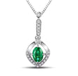 18K White Gold 0.45 ct Emerald Pendant with Natural Diamond