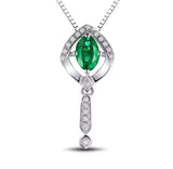 18K White Gold 0.45 ct Emerald Pendant with Natural Diamond