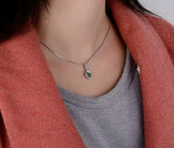 18K White Gold 0.45 ct Emerald Pendant with Natural Diamond