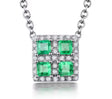 18K White Gold 0.65 ct Emerald Pendant with Natural Diamond
