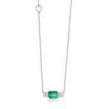 18K White Gold 0.70 ct Emerald Pendant with Natural Diamond