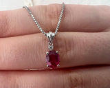 18K White Gold 0.80 ct Ruby Pendant with Natural Diamond