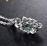 18K White Gold 1.10 ct Emerald Pendant with Natural Diamond