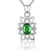 18K White Gold 1.10 ct Emerald Pendant with Natural Diamond