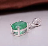 18K White Gold 1.14 ct Emerald Pendant with Natural Diamond