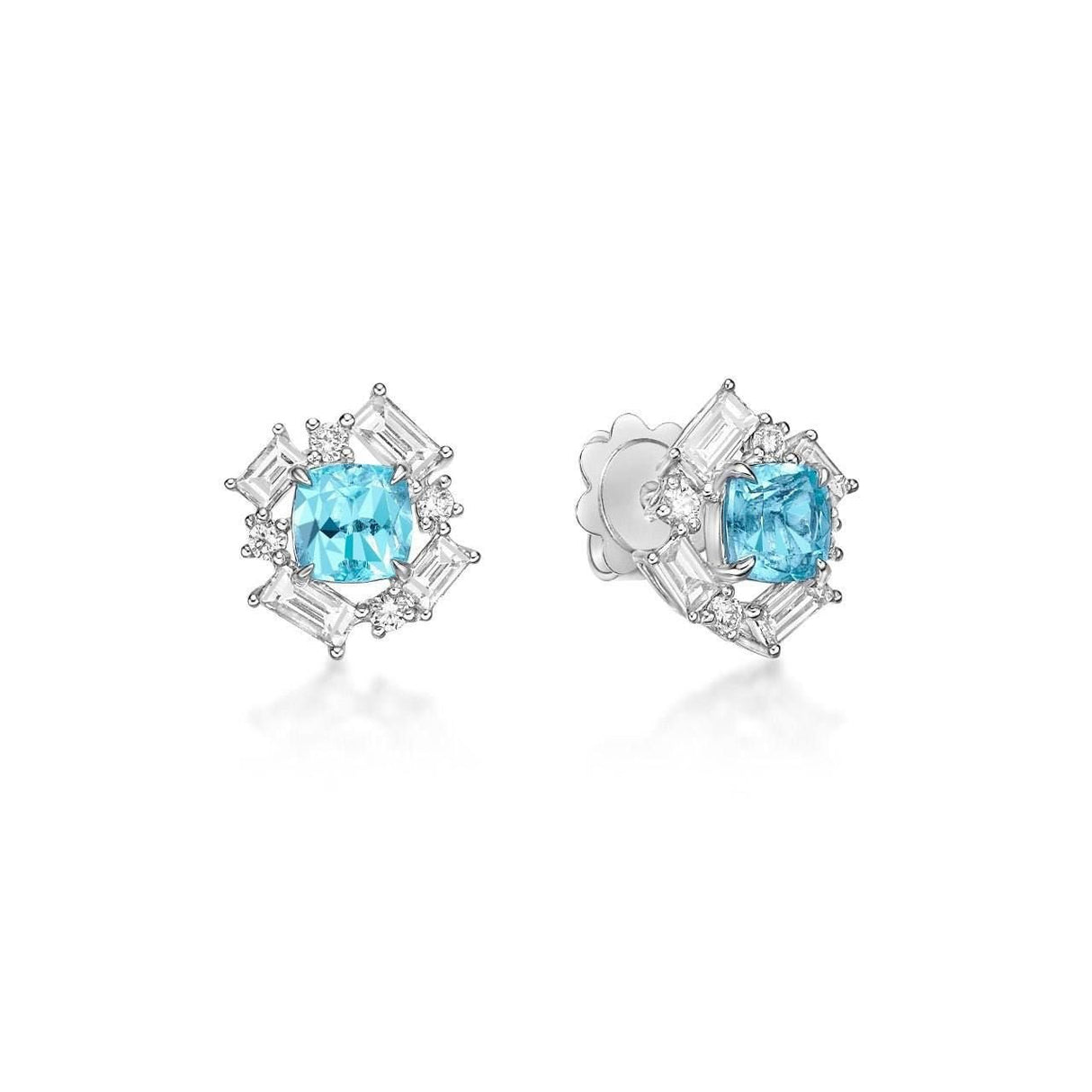 18K White Gold 1.31 ct Paraiba Tourmaline Earrings with Diamonds