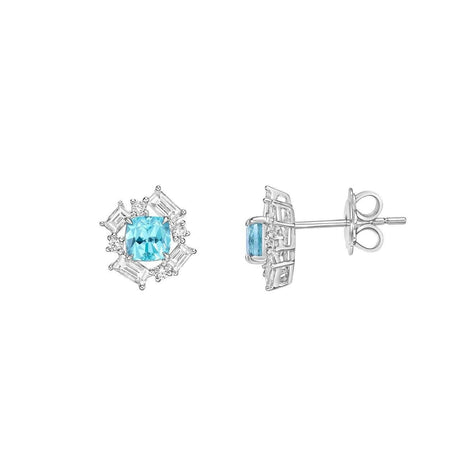 18K White Gold 1.31 ct Paraiba Tourmaline Earrings with Diamonds