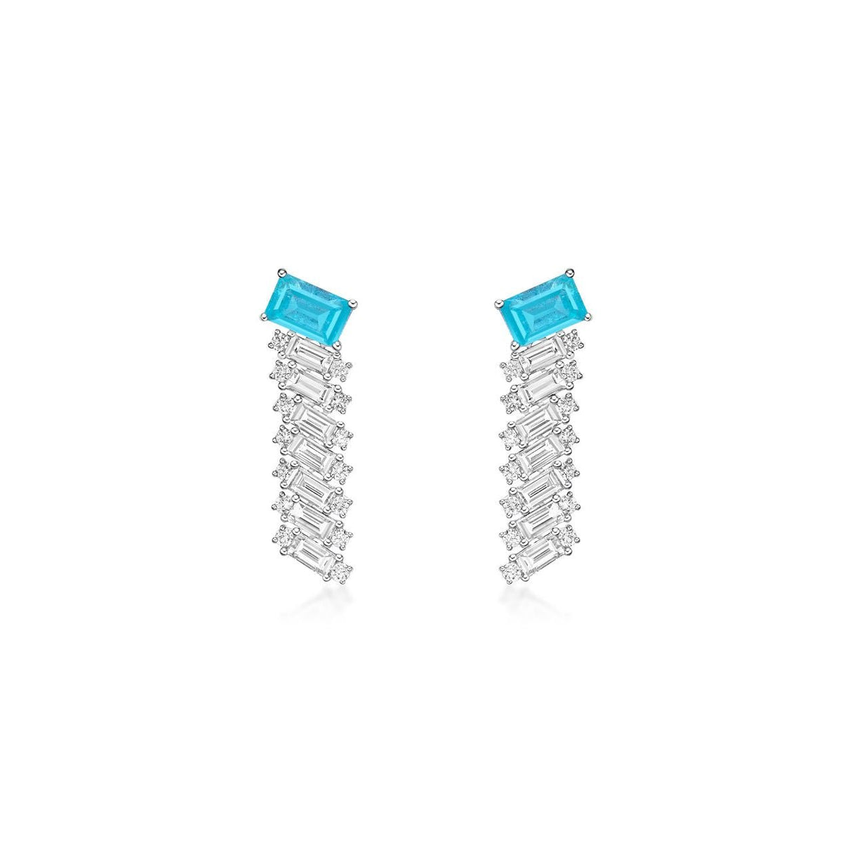 18K White Gold 1.34ct Paraiba Tourmaline Earrings with Diamonds