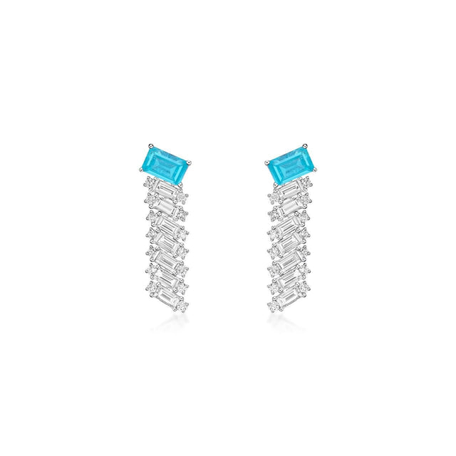 18K White Gold 1.34ct Paraiba Tourmaline Earrings with Diamonds