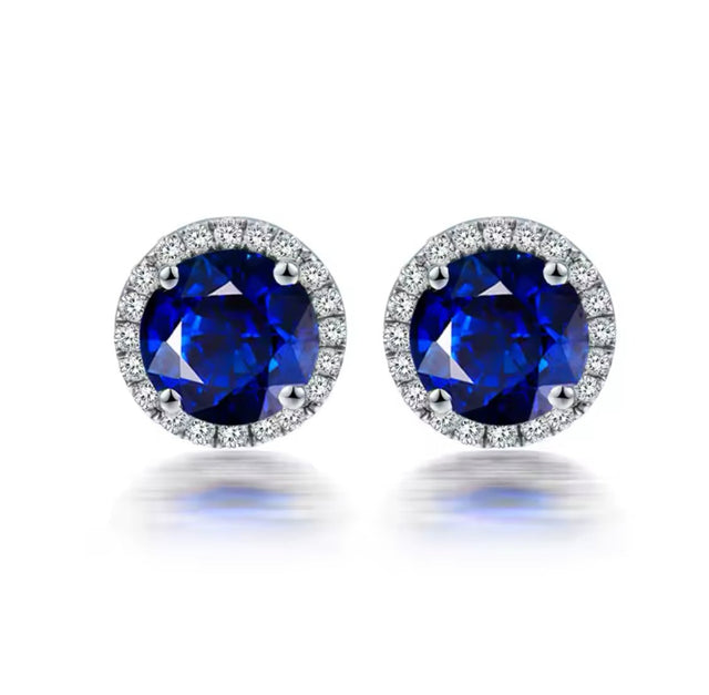 18K White Gold 1.50 ct Sapphire Earrings with Diamond
