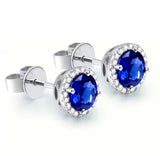 18K White Gold 1.50 ct Sapphire Earrings with Diamond
