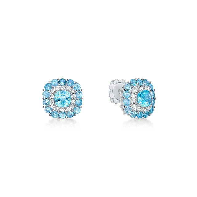 18K White Gold 1.71 ct Paraiba Tourmaline Earrings with Diamonds