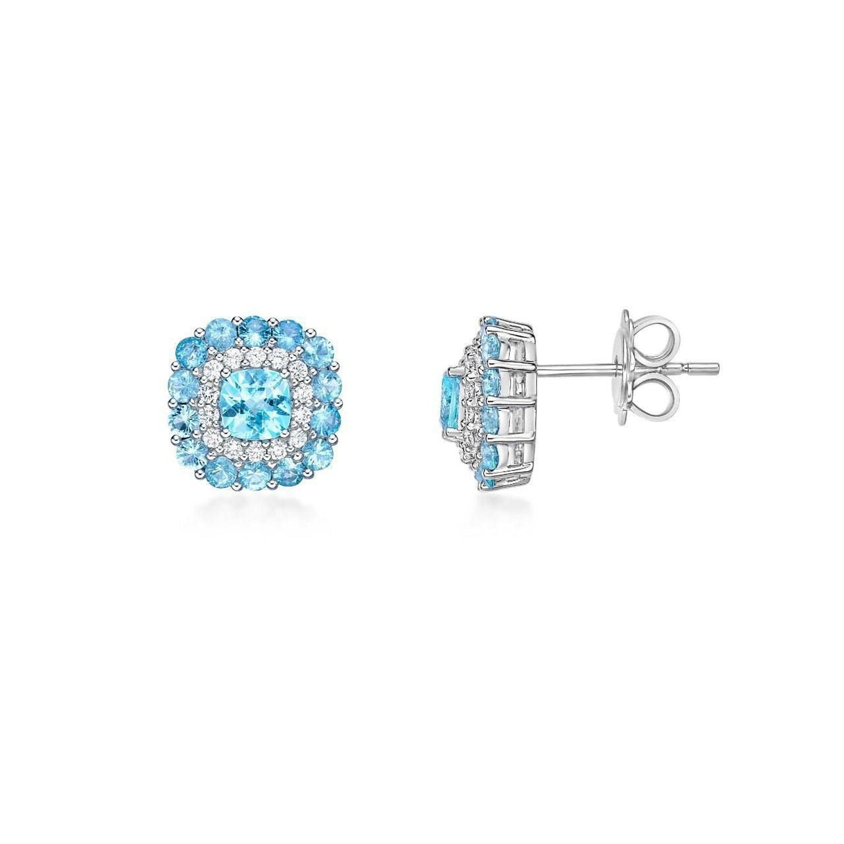 18K White Gold 1.71 ct Paraiba Tourmaline Earrings with Diamonds