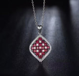 18K White Gold 3.26 ct Ruby Pendant with Natural Diamond