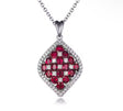 18K White Gold 3.26 ct Ruby Pendant with Natural Diamond