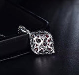 18K White Gold 3.26 ct Ruby Pendant with Natural Diamond