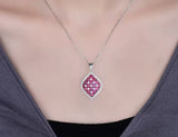 18K White Gold 3.26 ct Ruby Pendant with Natural Diamond