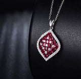 18K White Gold 3.26 ct Ruby Pendant with Natural Diamond