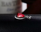 18K White Gold 5.30 ct Ruby Pendant with Natural Diamond