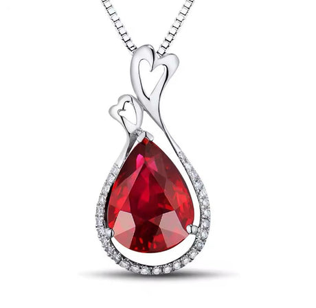 18K White Gold 5.30 ct Ruby Pendant with Natural Diamond