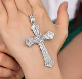 18K White Gold Diamond Cross Unisex Pendant 4.83ct – Luxury Fine Jewelry