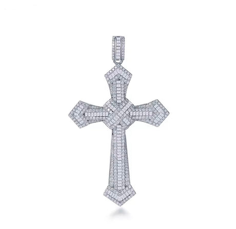 18K White Gold Diamond Cross Unisex Pendant 4.83ct – Luxury Fine Jewelry