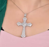 18K White Gold Diamond Cross Unisex Pendant 4.83ct – Luxury Fine Jewelry