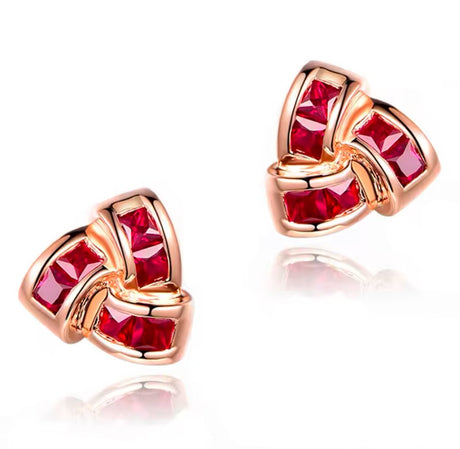 18K Yellow Gold 0.85ct Ruby Earrings with Natural Diamonds