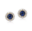 18K Yellow Gold 1.56 ct Sapphire Earrings with Diamond