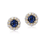 18K Yellow Gold 1.56 ct Sapphire Earrings with Diamond