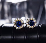 18K Yellow Gold 1.56 ct Sapphire Earrings with Diamond