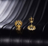 18K Yellow Gold 1.56 ct Sapphire Earrings with Diamond