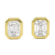 18K Yellow Gold Diamond Stud Earrings – 1.10 ct, Emerald Illusion Cut