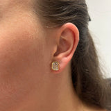 18K Yellow Gold Diamond Stud Earrings – 1.10 ct, Emerald Illusion Cut