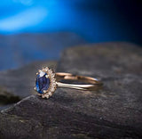 18Kt Rose Gold 0.77 ct Sapphire Ring with Natural Diamonds