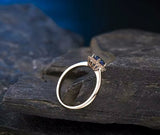 18Kt Rose Gold 0.77 ct Sapphire Ring with Natural Diamonds