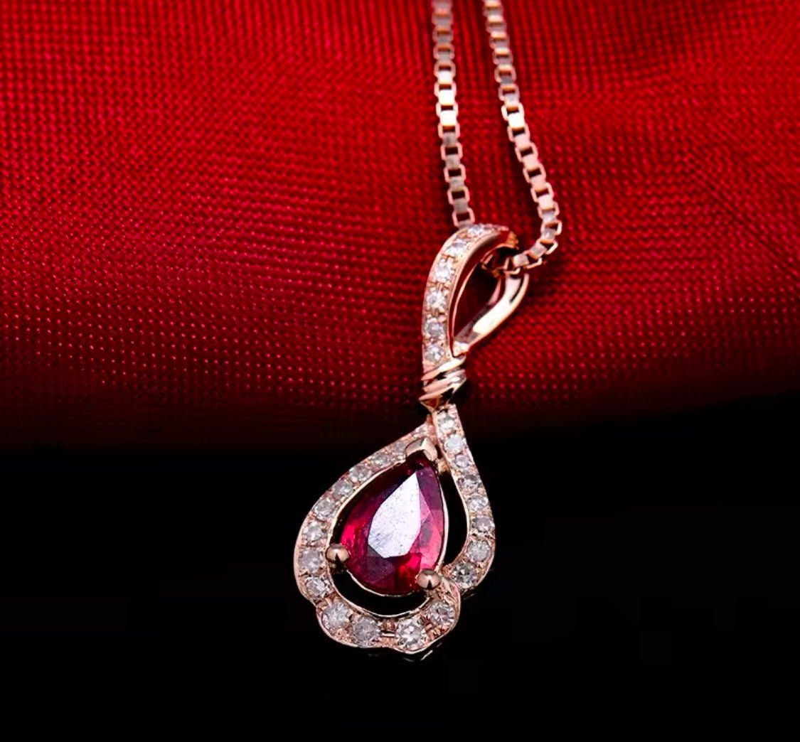 18Kt Rose Gold 0.80 ct Ruby Pendants