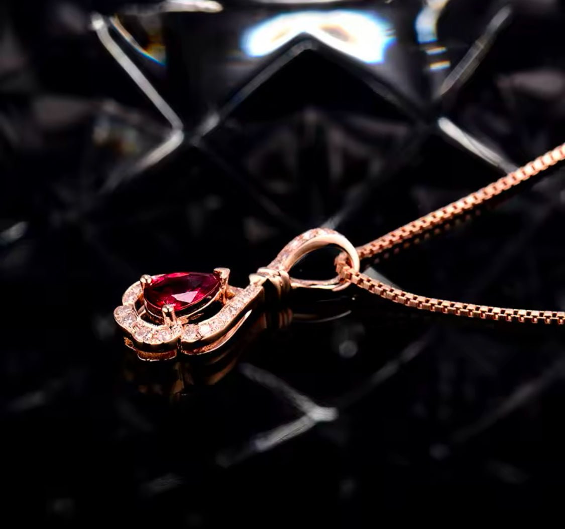 18Kt Rose Gold 0.80 ct Ruby Pendants