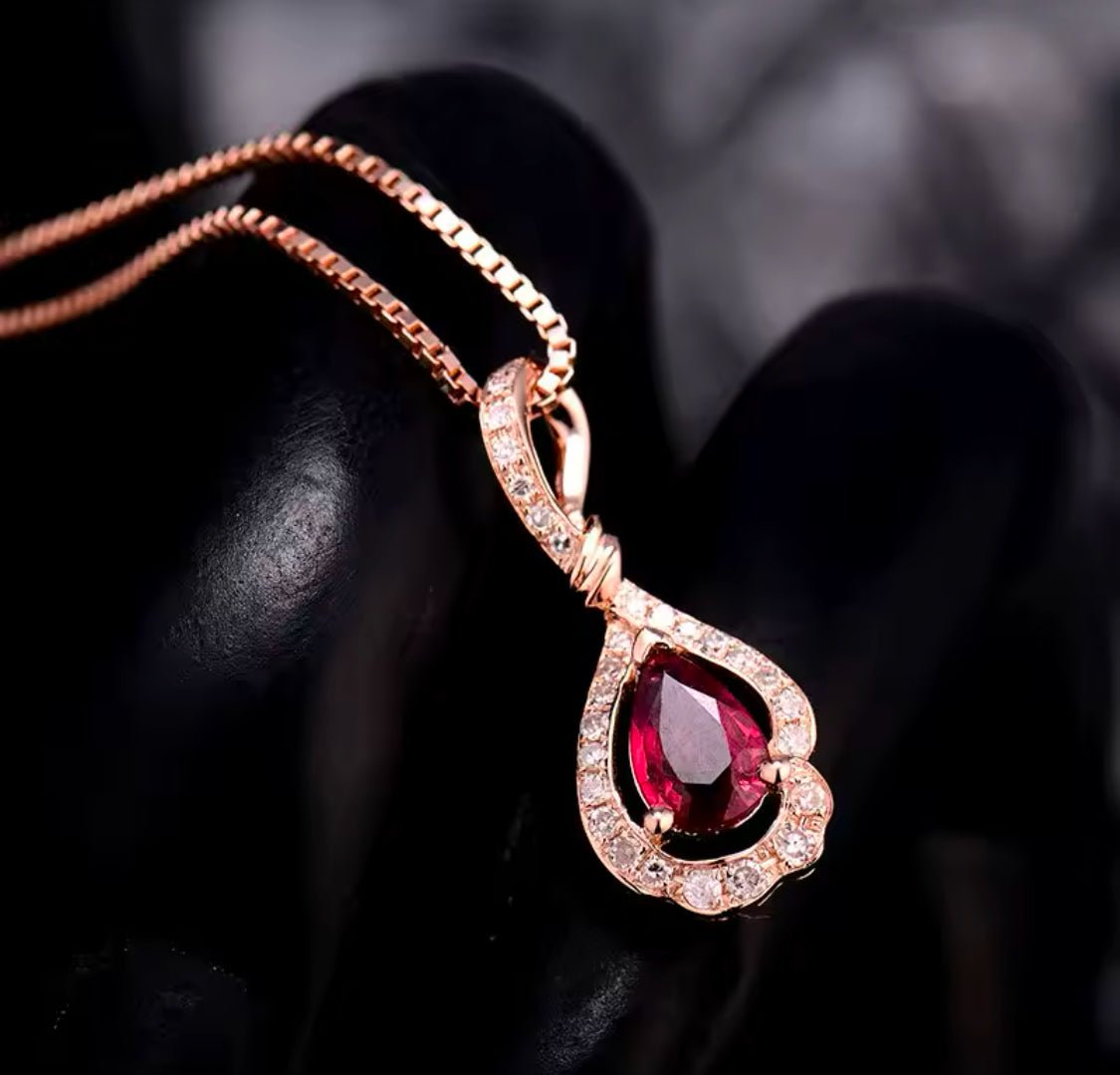 18Kt Rose Gold 0.80 ct Ruby Pendants